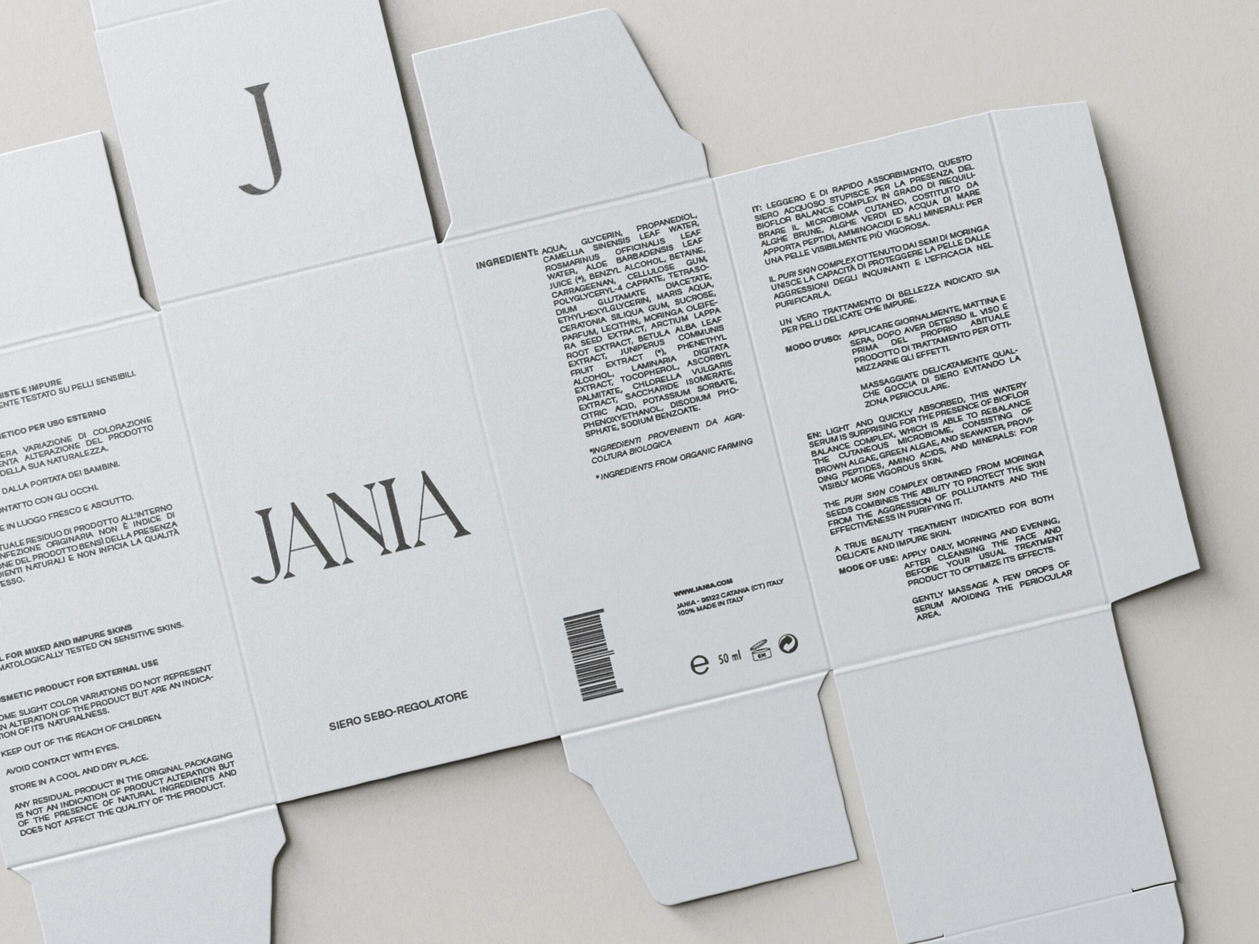 jania unfolded packaging