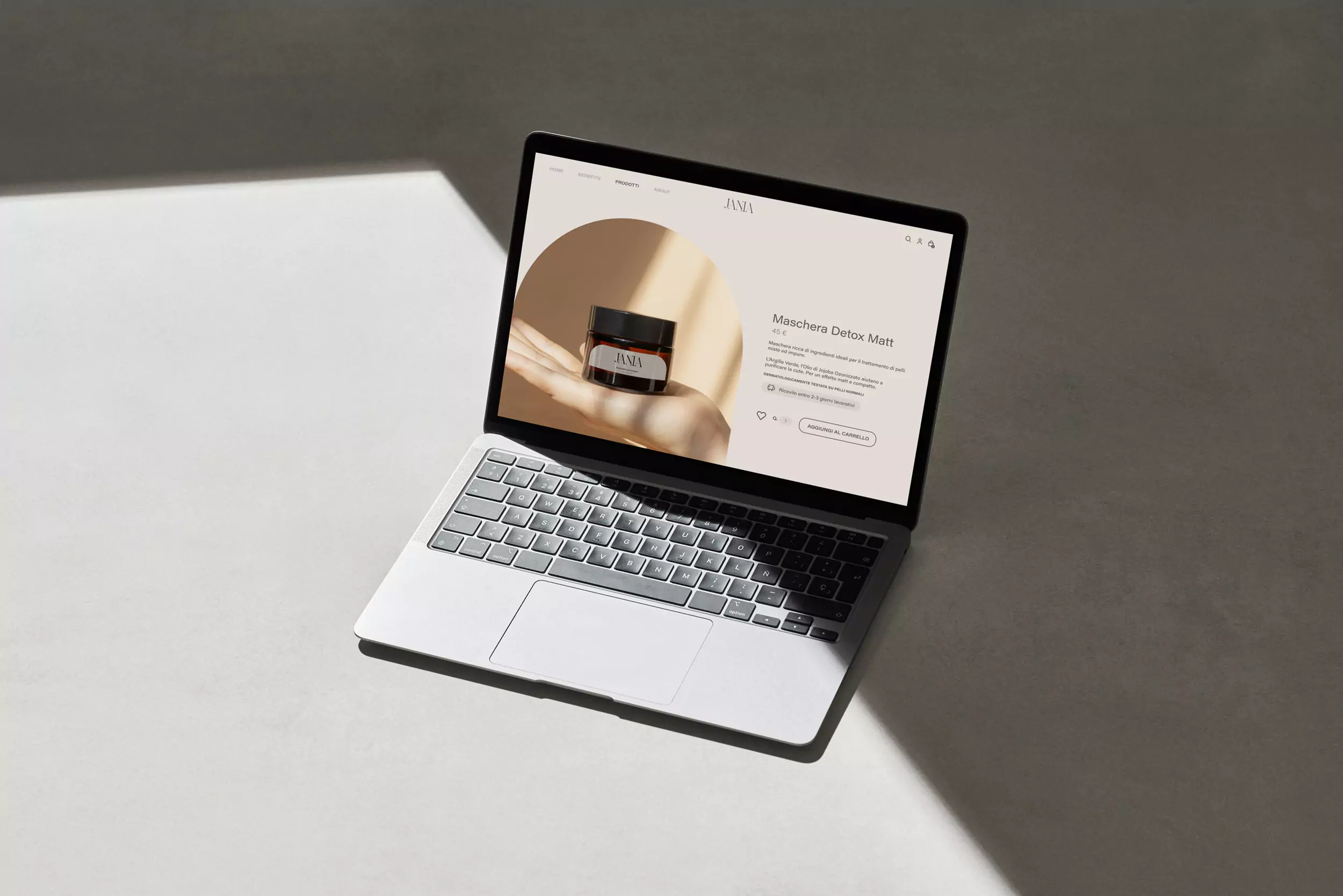 Brand Identity for Jania - Website Design on Macbook