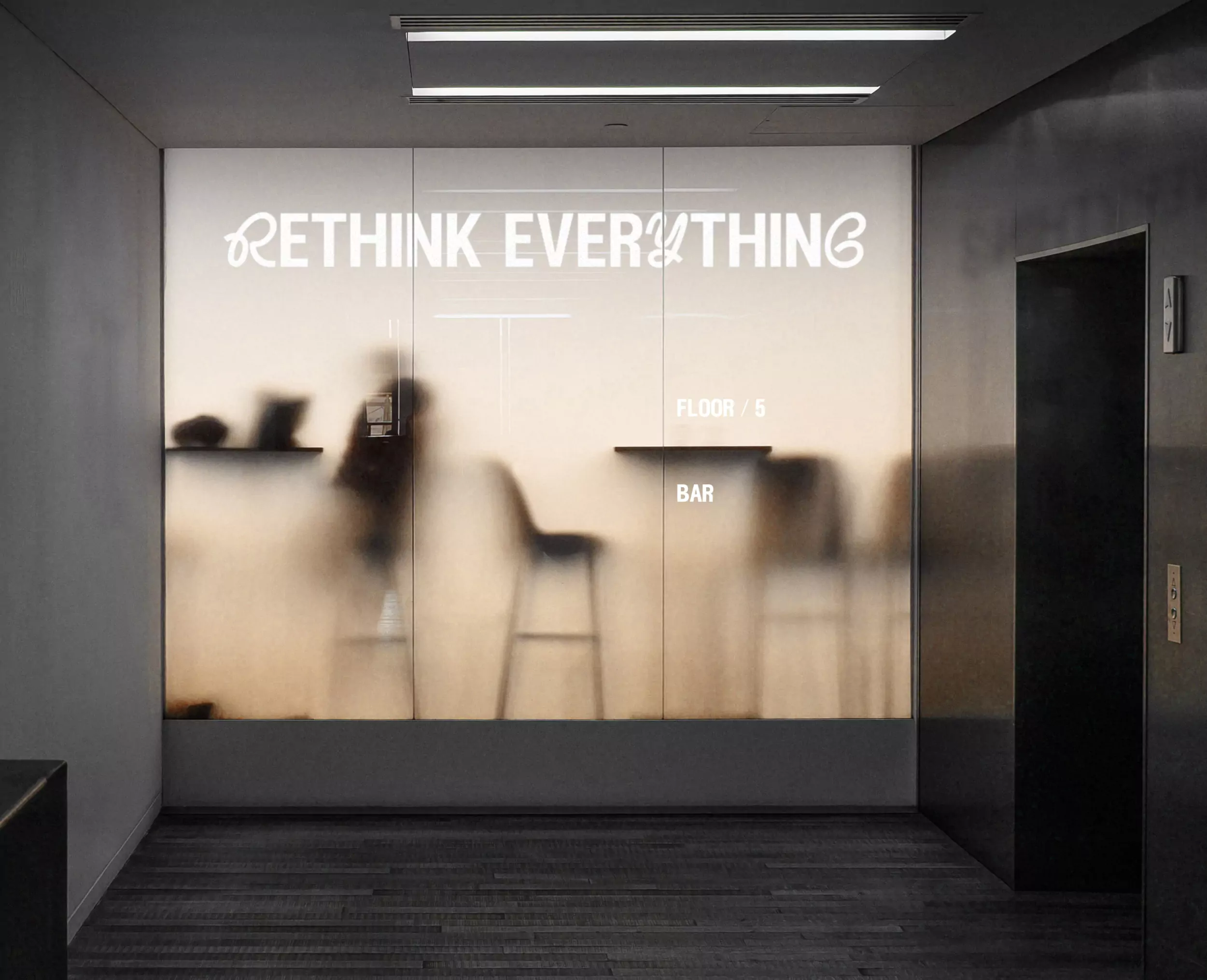 Visual Identity for Rethink Everything - Logotype on Glass Floor